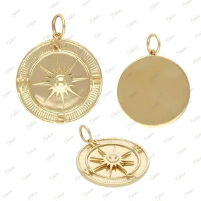 Gold Compass Pendant 22mm
