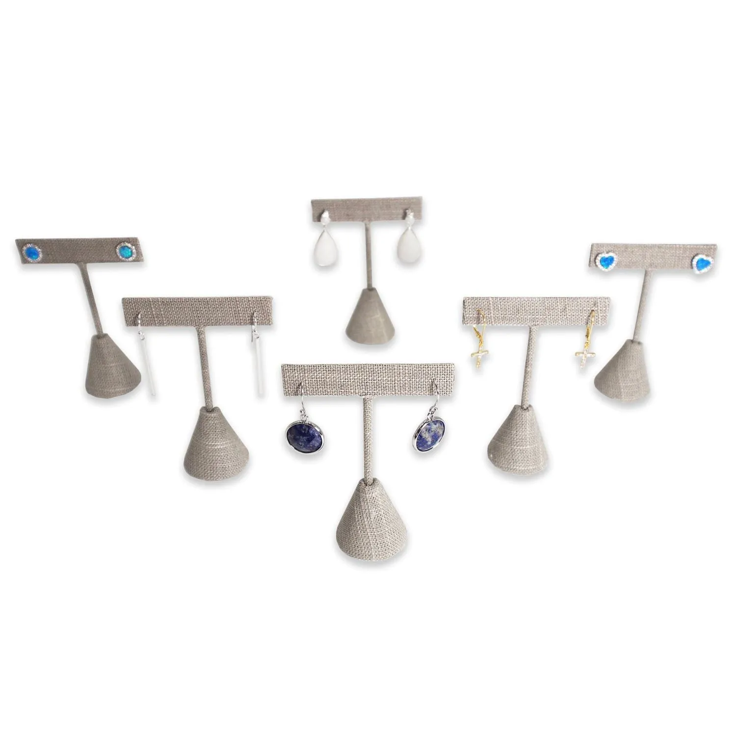 Grey Linen Single Piece Earring T-Shape Display
