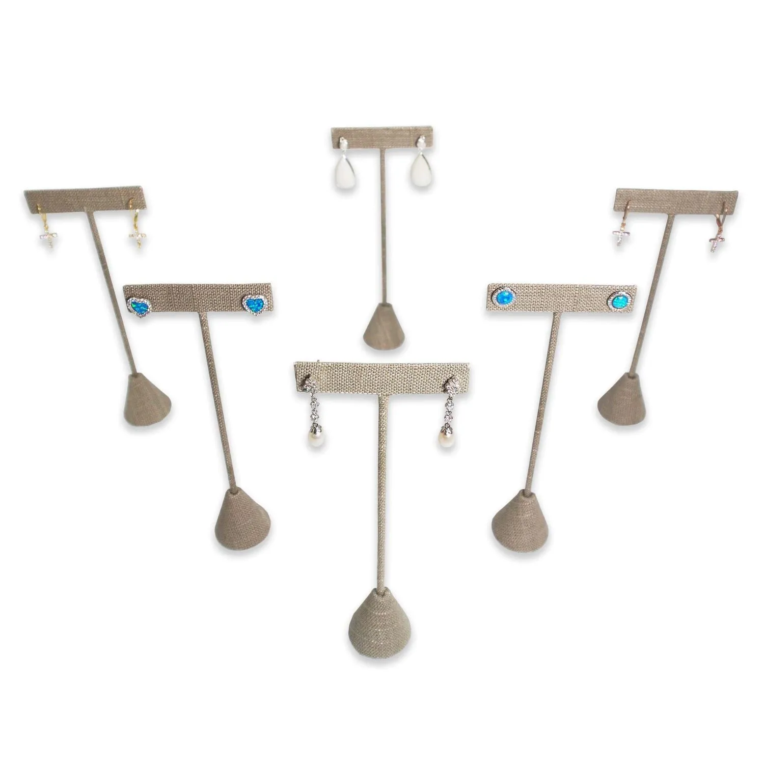 Grey Linen Single Piece Earring T-Shape Display