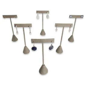 Grey Linen Single Piece Earring T-Shape Display