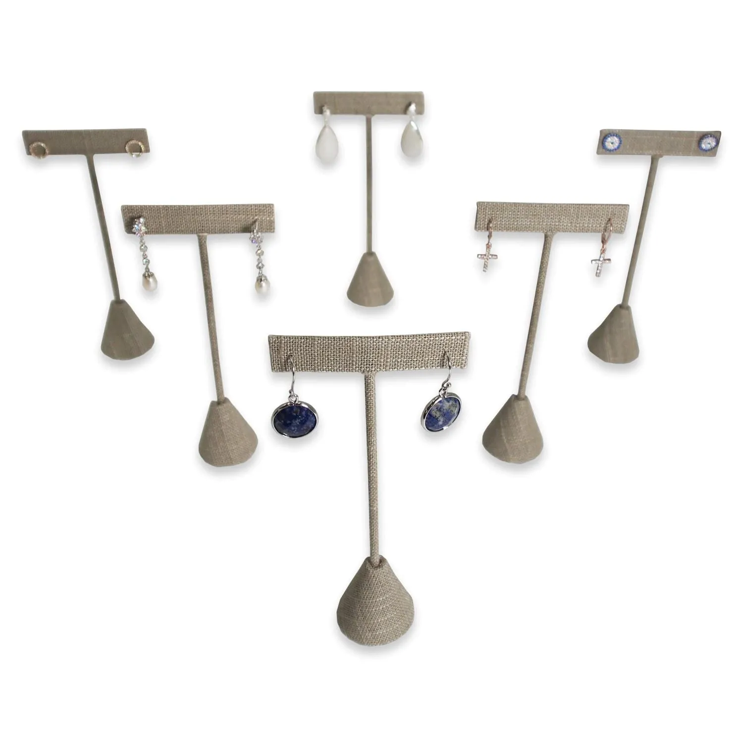 Grey Linen Single Piece Earring T-Shape Display