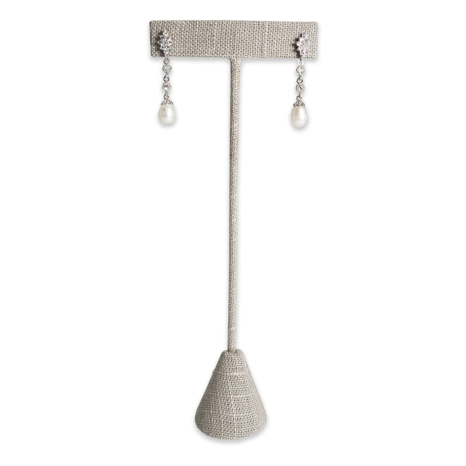 Grey Linen Single Piece Earring T-Shape Display