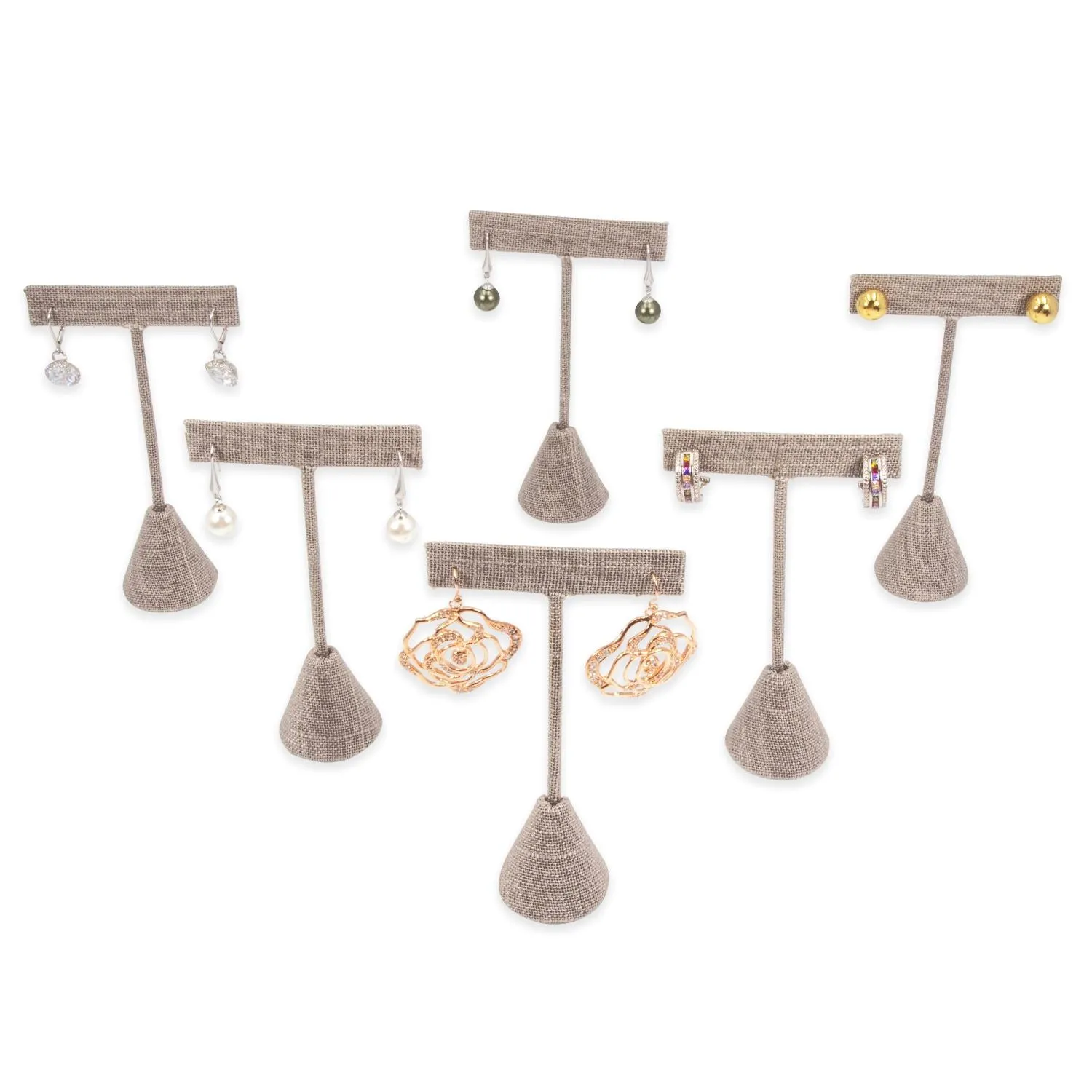 Grey Linen Single Piece Earring T-Shape Display