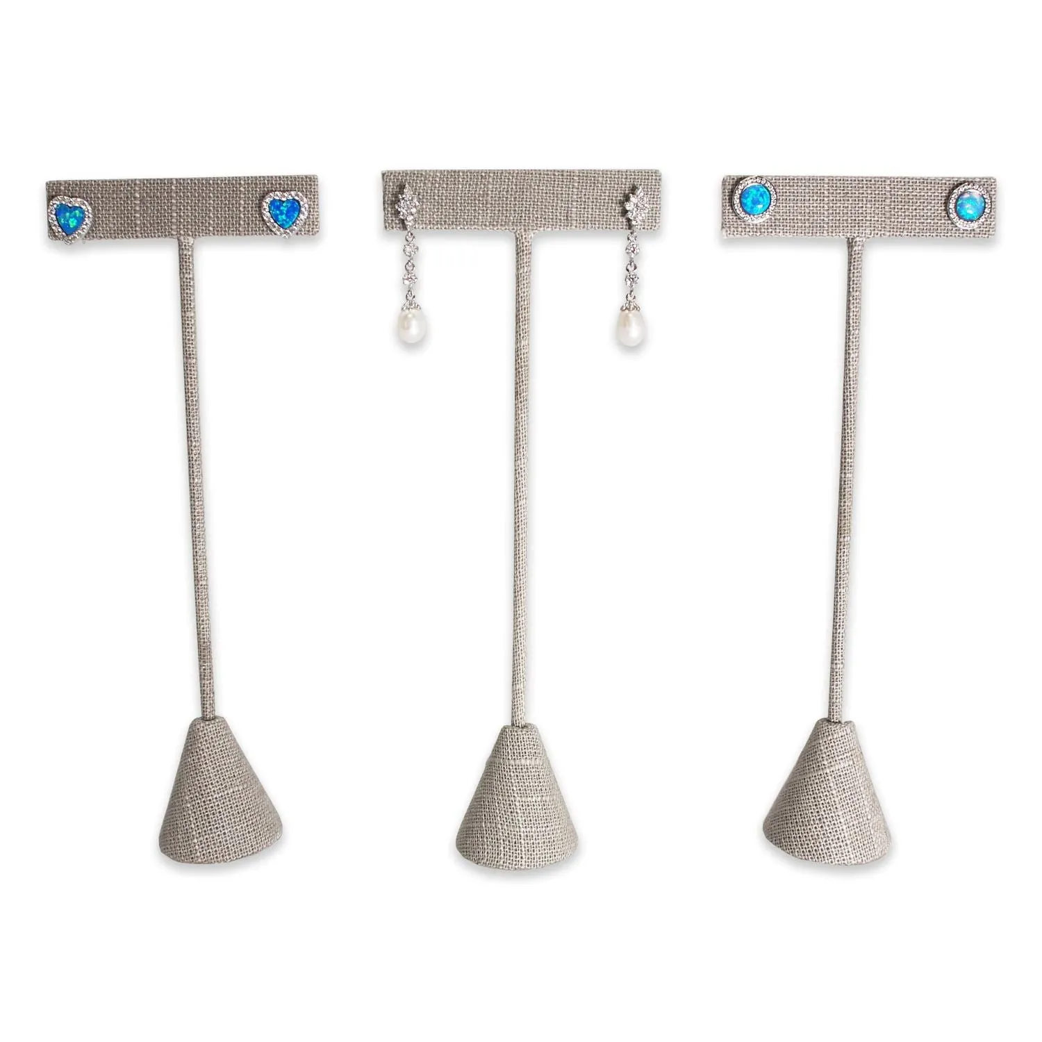Grey Linen Single Piece Earring T-Shape Display