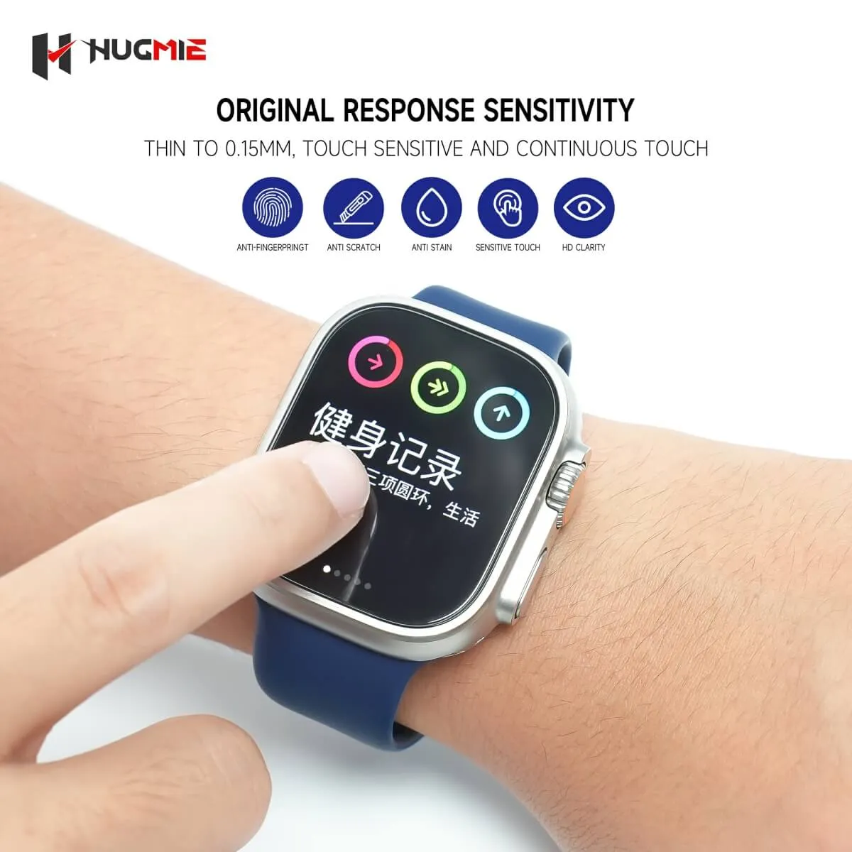Hugmie® HD Tempered Glass Screen Protector With Automatic Stick Film Tool For iWatch Ultra 49mm