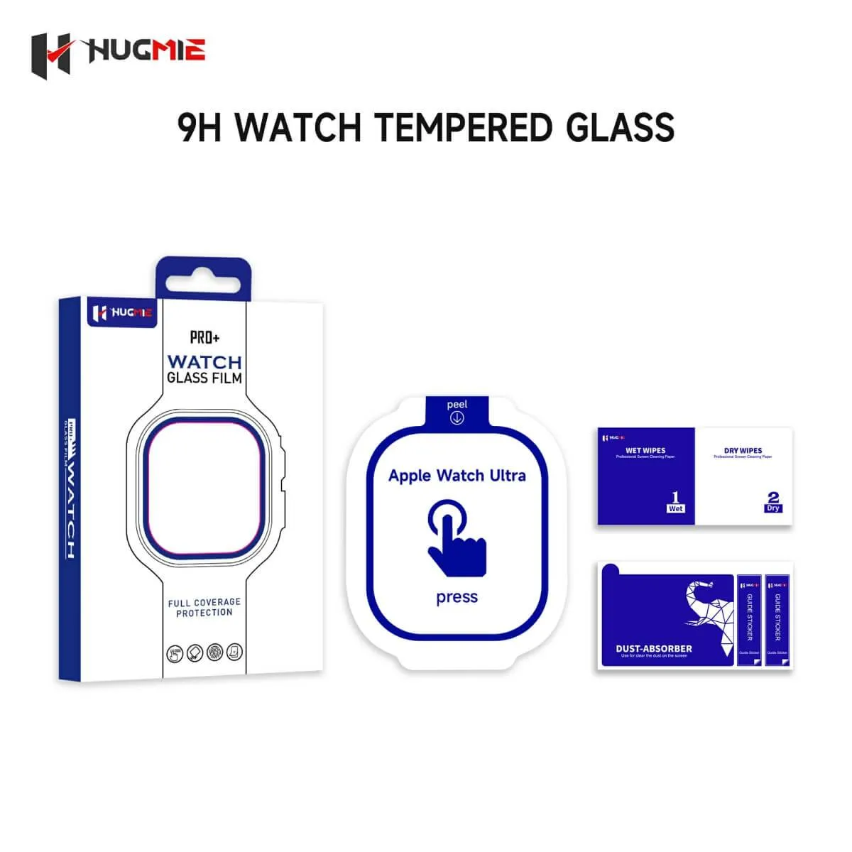 Hugmie® HD Tempered Glass Screen Protector With Automatic Stick Film Tool For iWatch Ultra 49mm