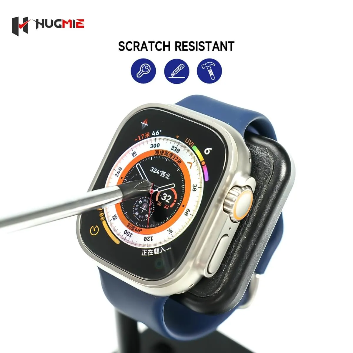 Hugmie® HD Tempered Glass Screen Protector With Automatic Stick Film Tool For iWatch Ultra 49mm
