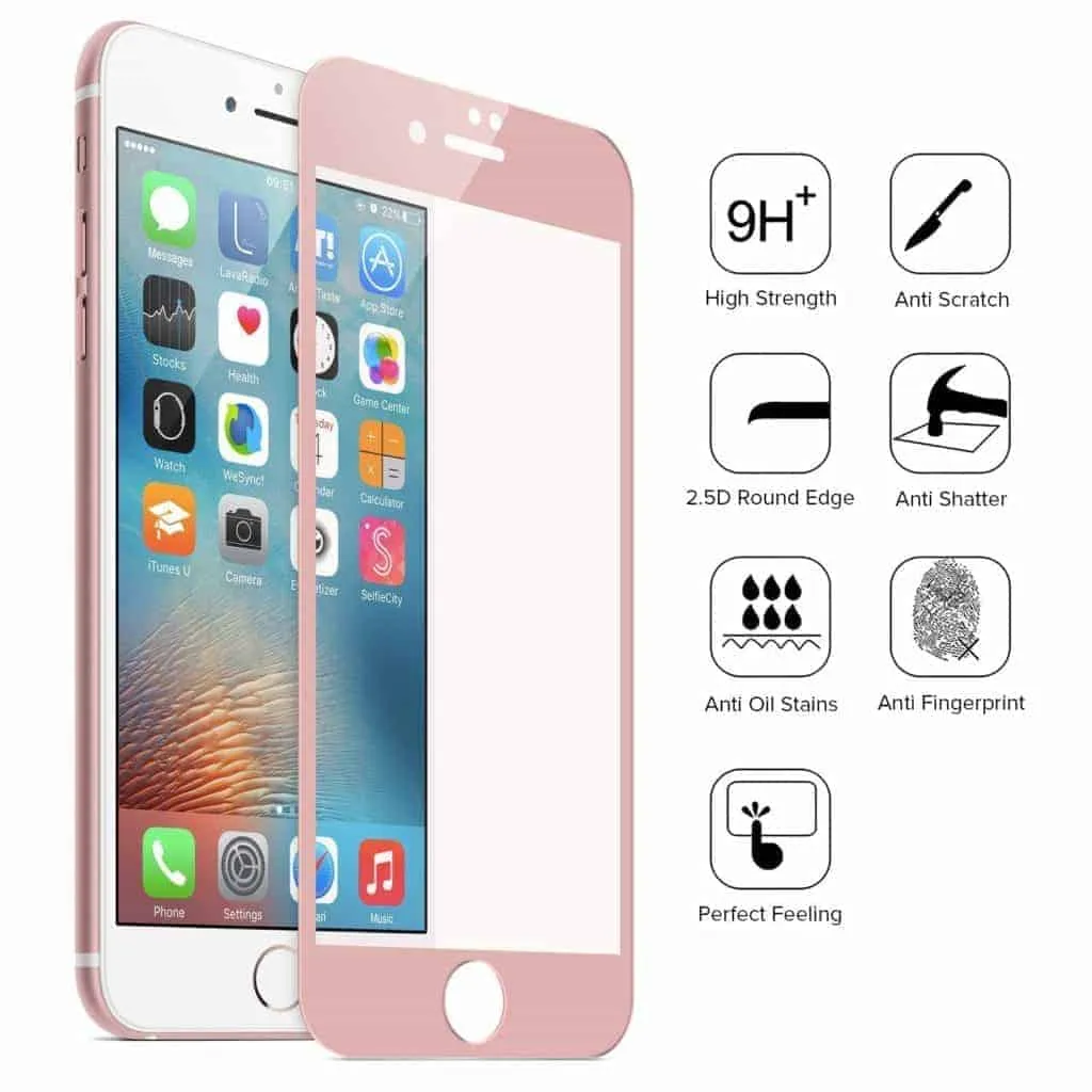 iPhone 7 Plus Tempered Glass Screen Protector (Pink) 2-Pack Gorilla Glass