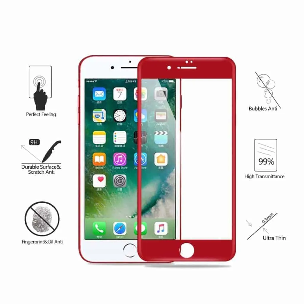 iPhone 8 Plus Screen Protector Gorilla Glass 2 Pack Red