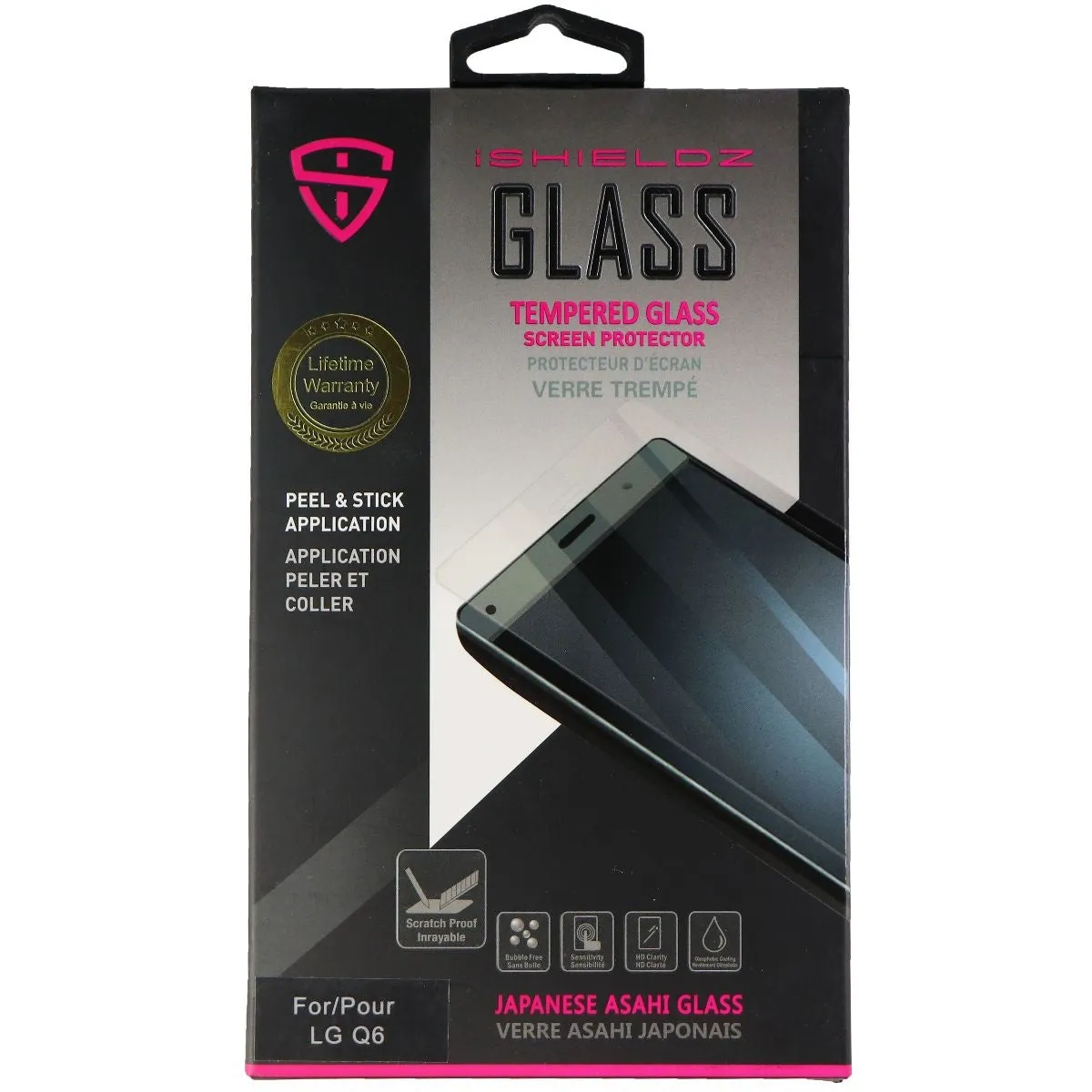 iShieldz Asahi Glass Screen Protector for LG Q6 Smartphone - Clear