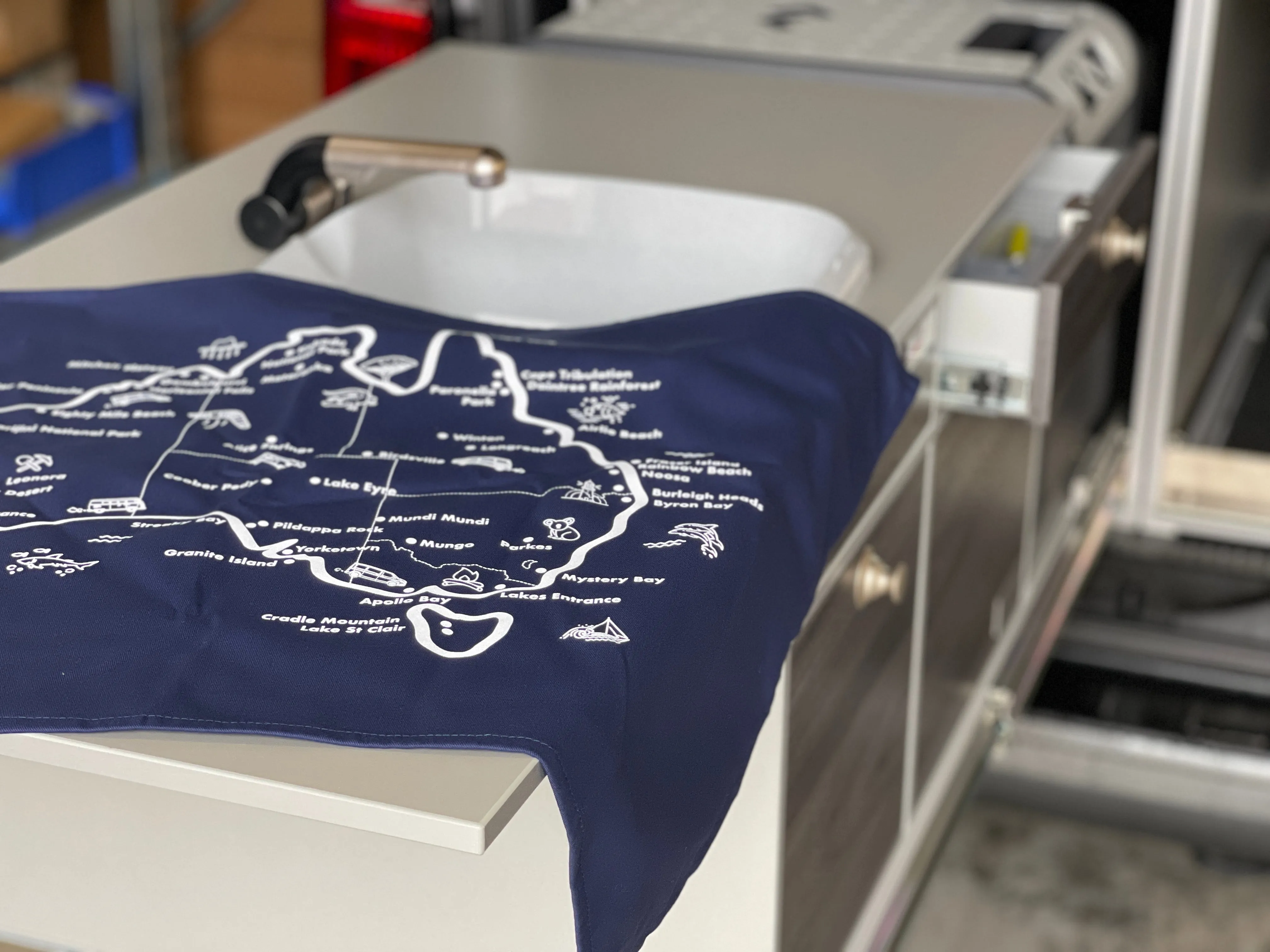 KombiLife Cotton Tea Towel with Australia Map