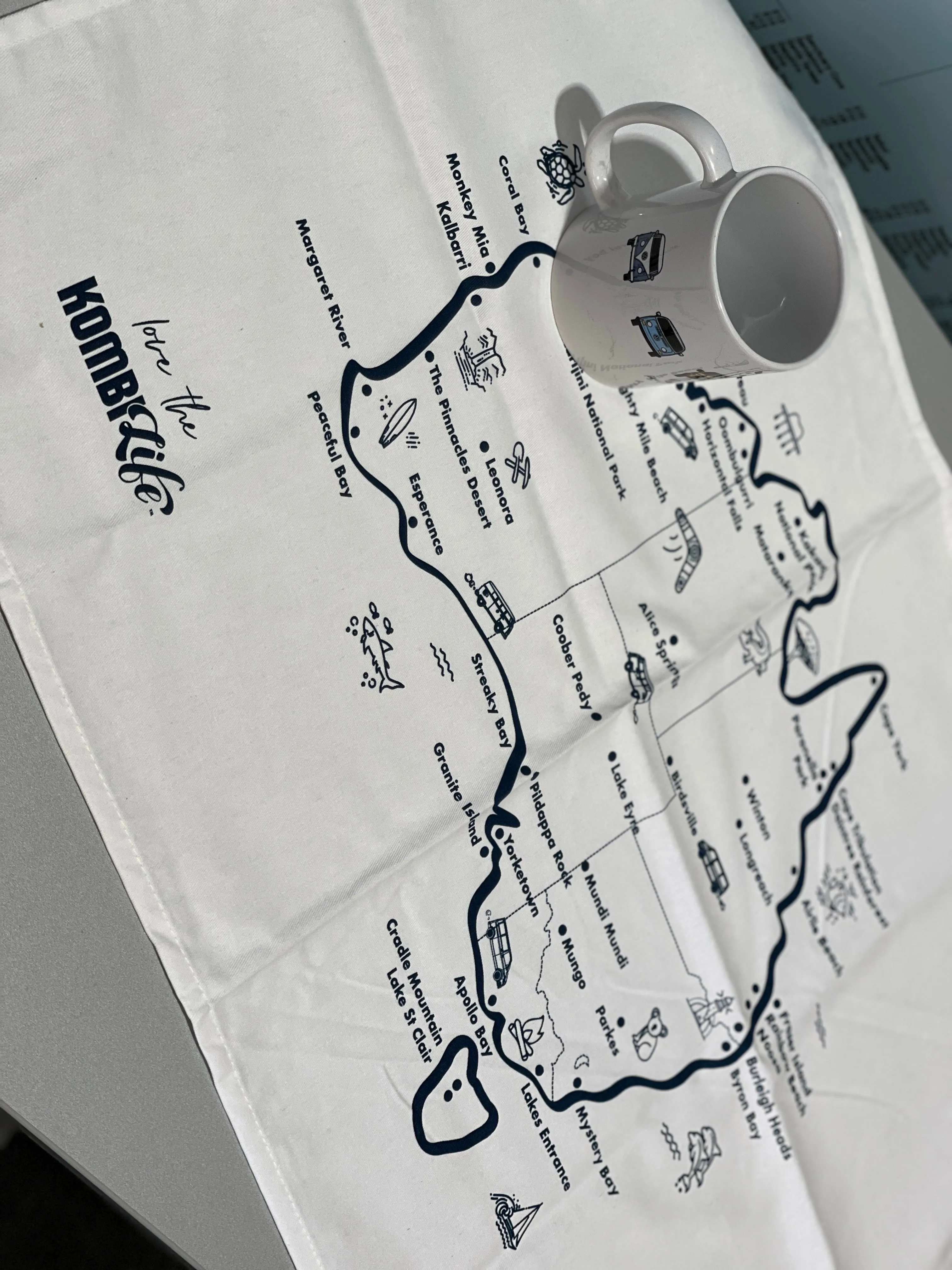 KombiLife Cotton Tea Towel with Australia Map