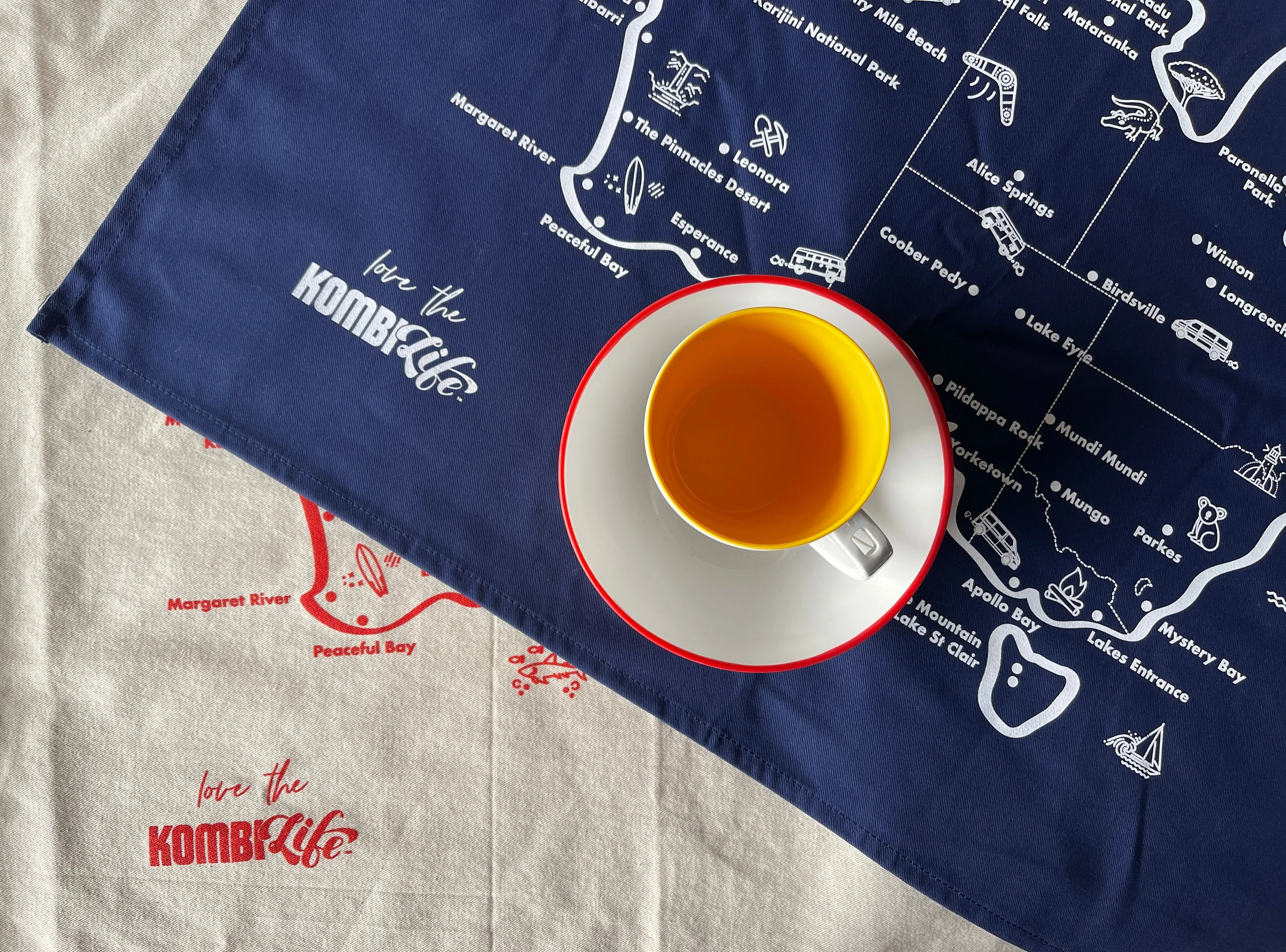 KombiLife Cotton Tea Towel with Australia Map