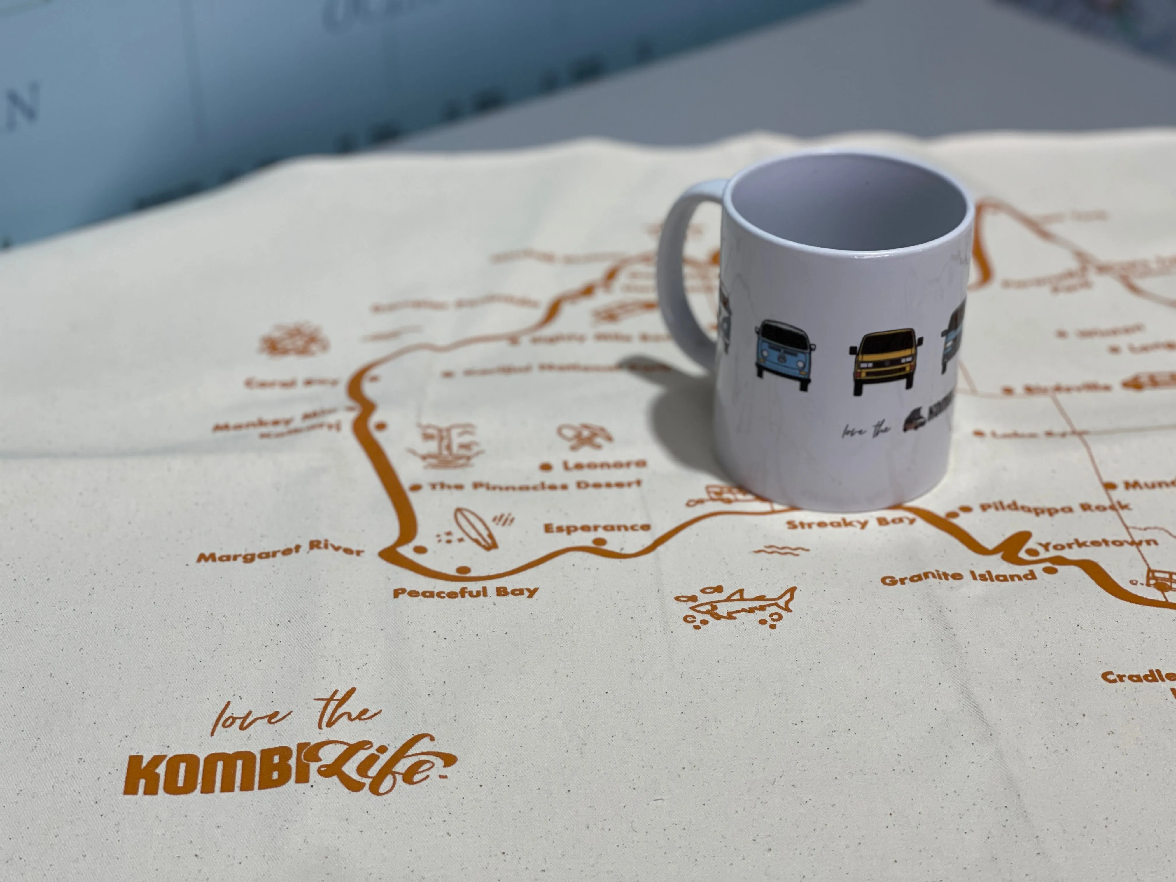 KombiLife Cotton Tea Towel with Australia Map