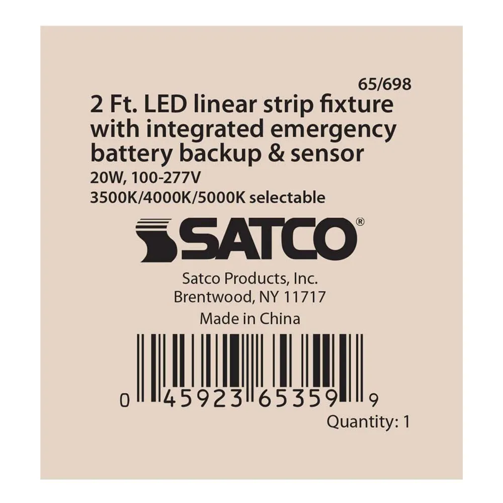 LED 2-ft Linear Strip Light 20W White Finish CCT Tunable 100-277V EM & Sensor