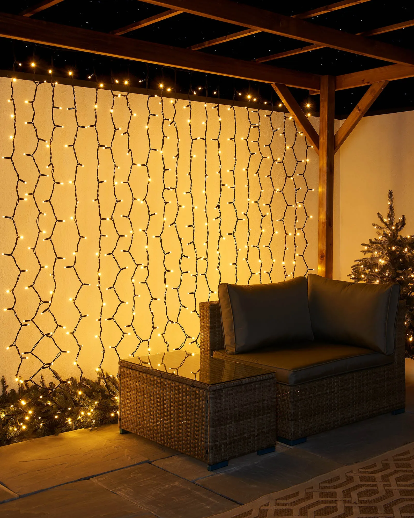 LINK PRO LED Curtain Lights, Black Cable, 2.5 m Drop, Warm White