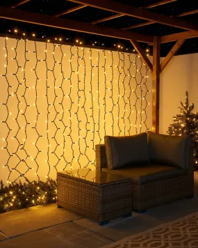 LINK PRO LED Curtain Lights, Black Cable, 2.5 m Drop, Warm White