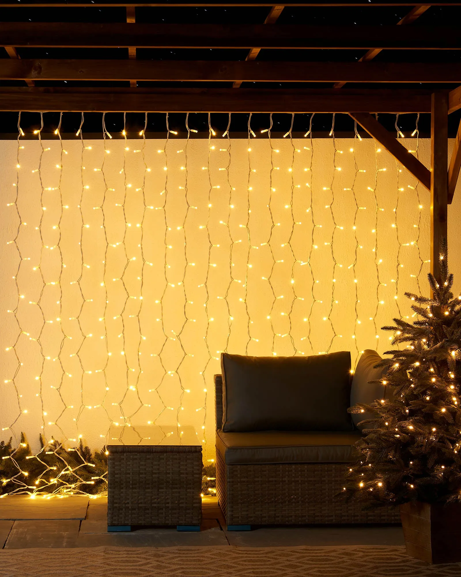 LINK PRO LED Curtain Lights, White Cable, 2.5 m Drop, Warm White