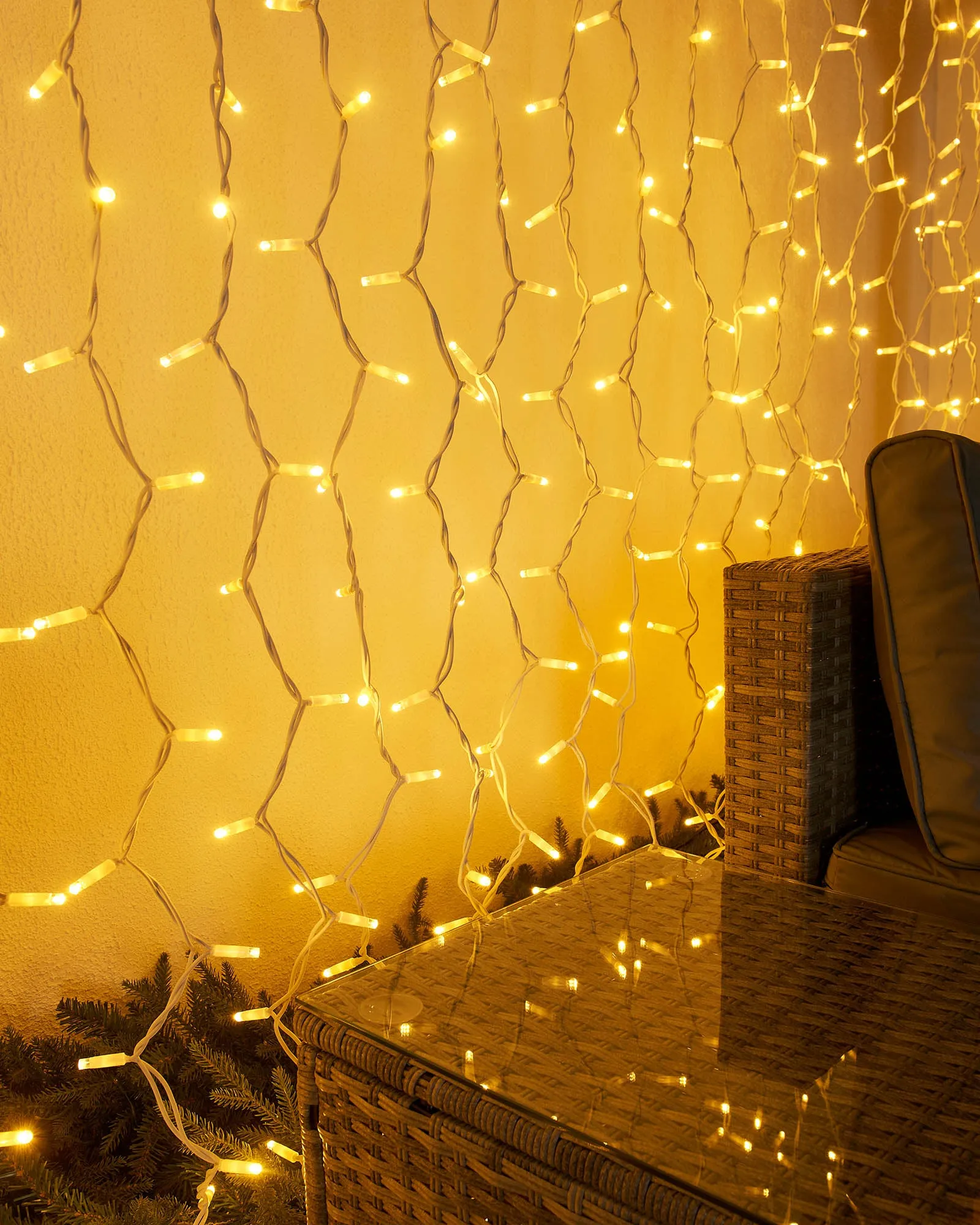 LINK PRO LED Curtain Lights, White Cable, 2.5 m Drop, Warm White