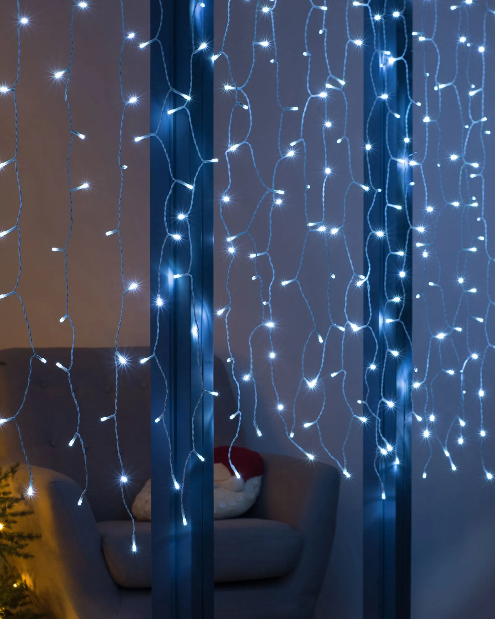 Multi-Function 300 LED Connectable Curtain Light String, Bright White