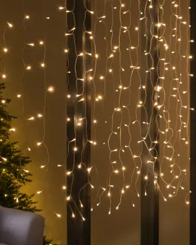 Multi-Function 300 LED Connectable Curtain Light String, Warm White
