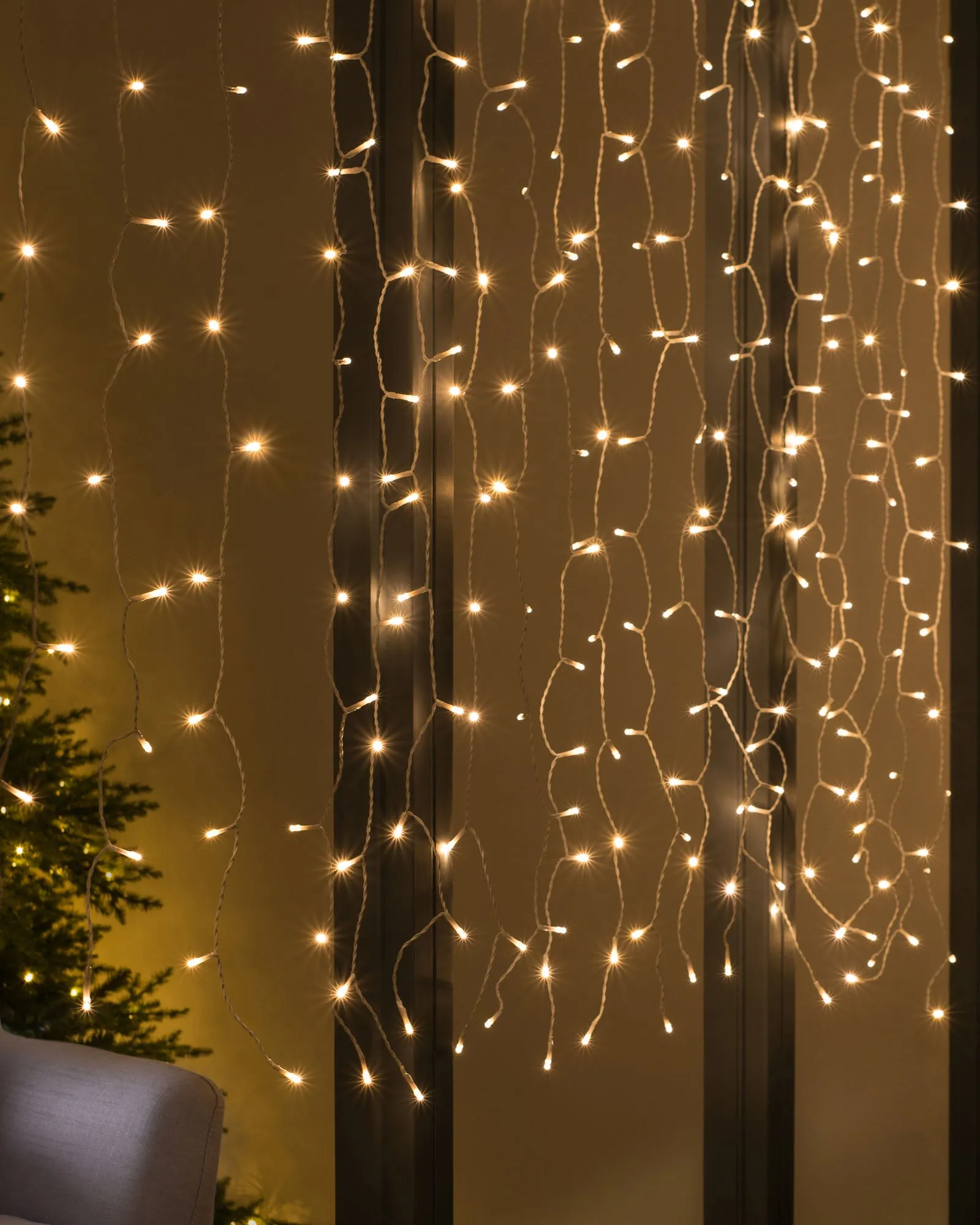 Multi-Function 300 LED Connectable Curtain Light String, Warm White