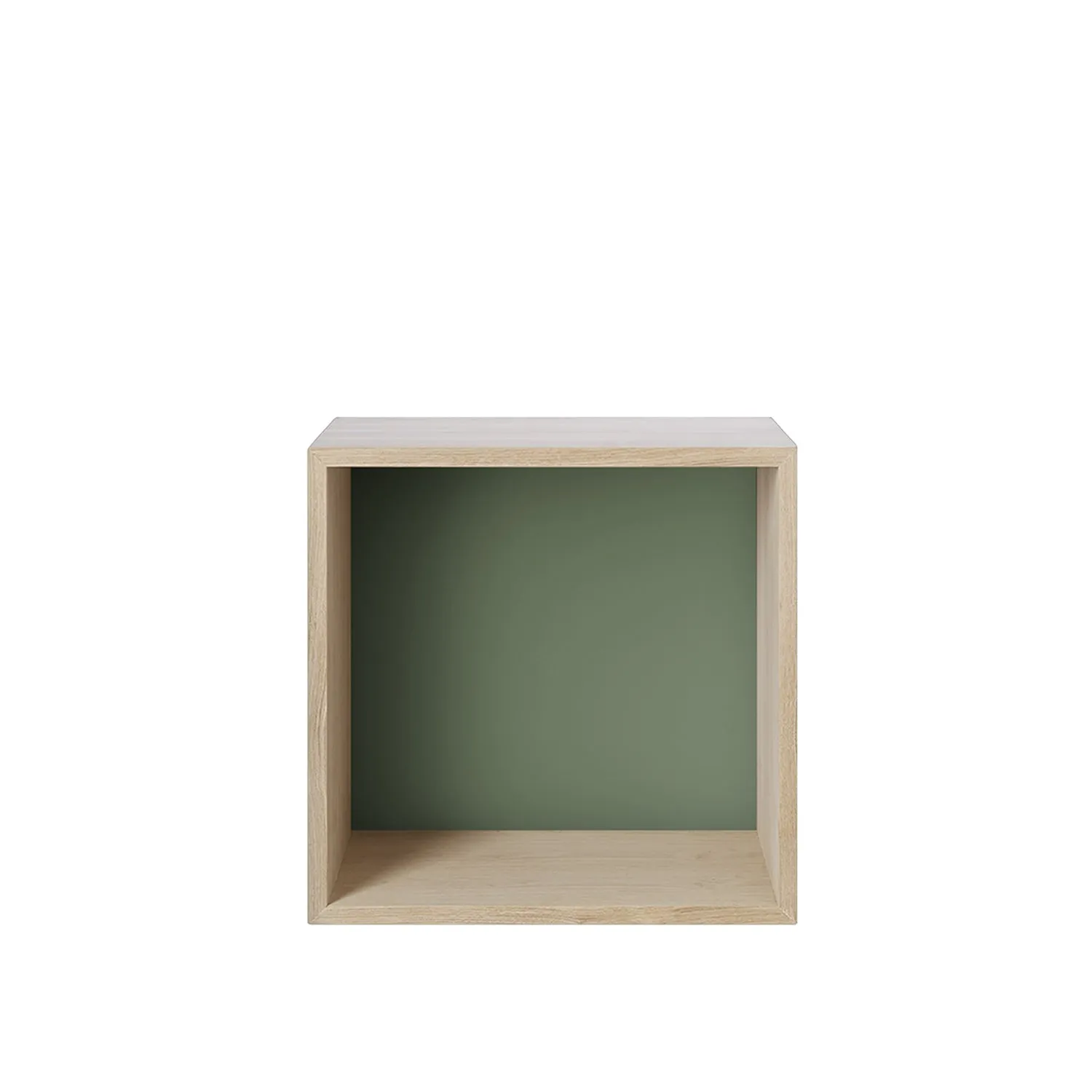 muuto | stacked storage system | module with backboard | medium oak   dusty green - DC