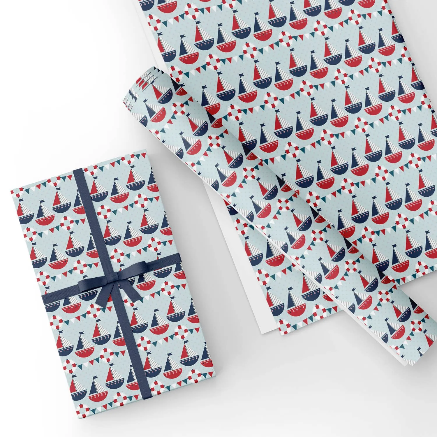 Navigation Boat Flat Wrapping Paper Sheet 19.7" X 27.6"