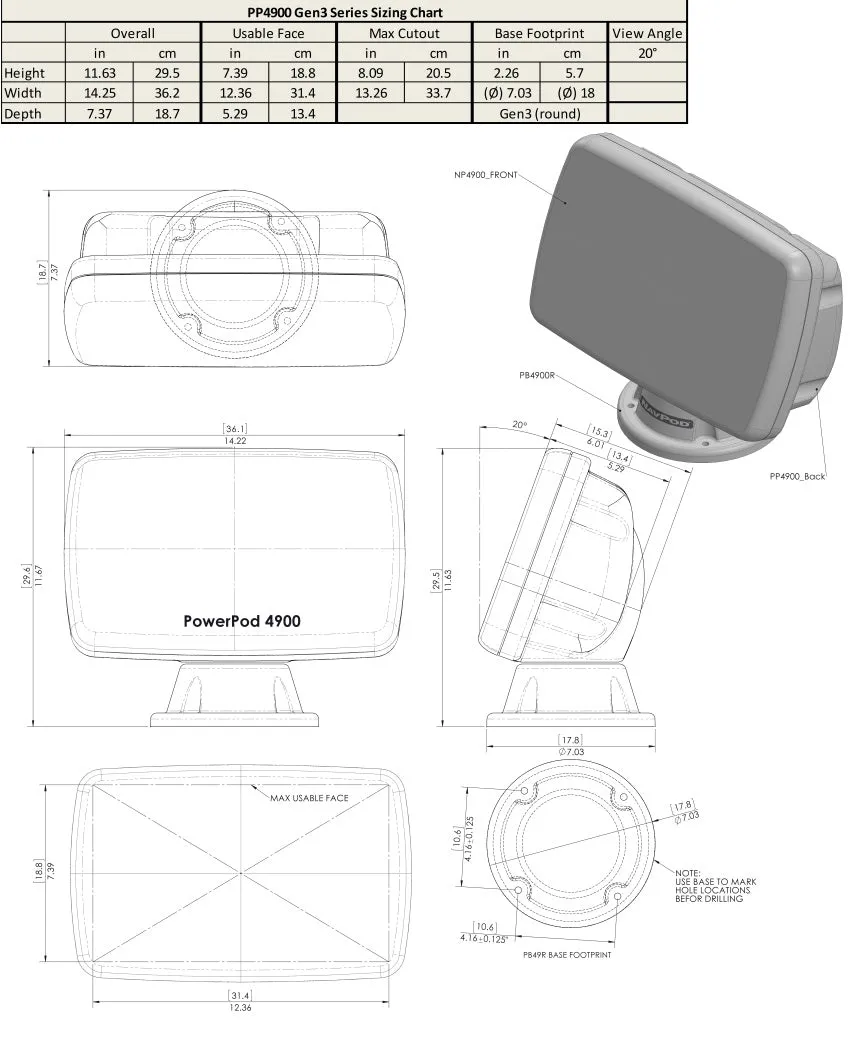 Navpod PP4900-11 PowerPod for Garmin GPSMAP 1042/1022