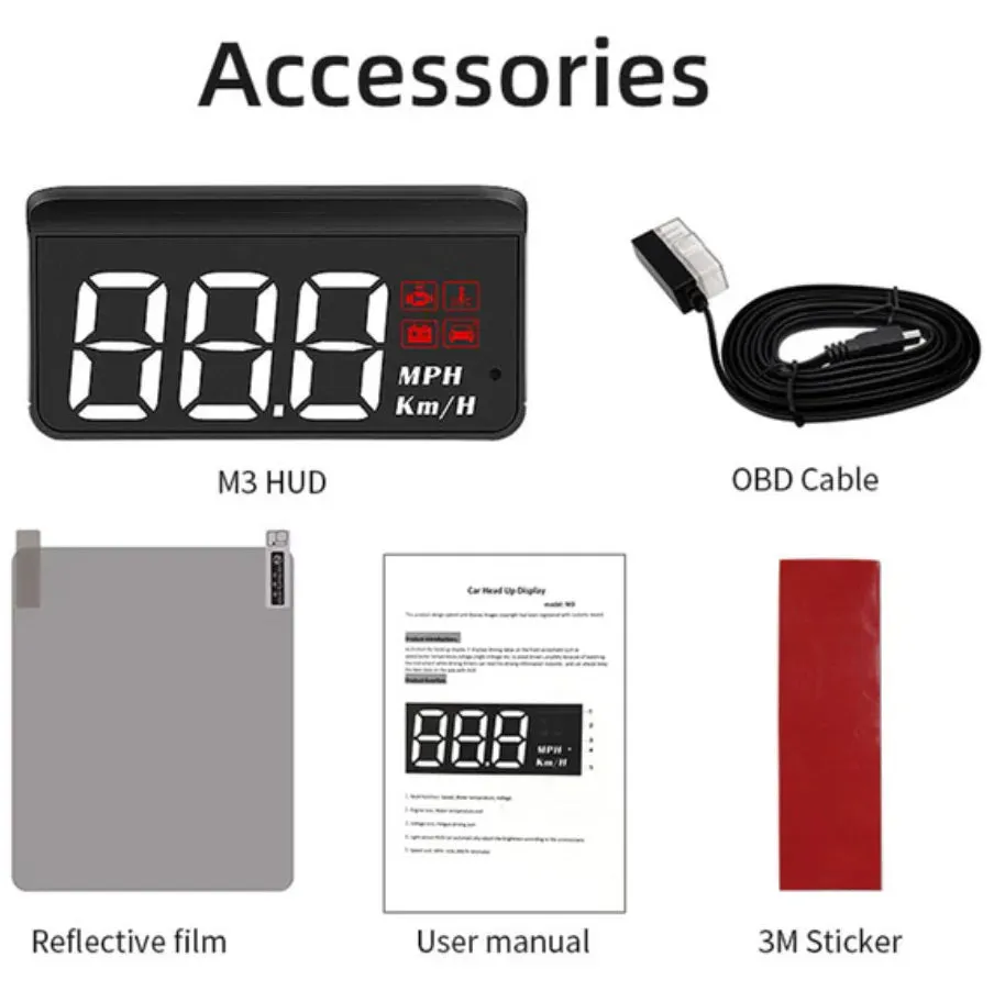 OBD2 HUD Car Head-Up Display | Digital Speedometer & Windshield Projector for Auto Accessories M3 (SP19)