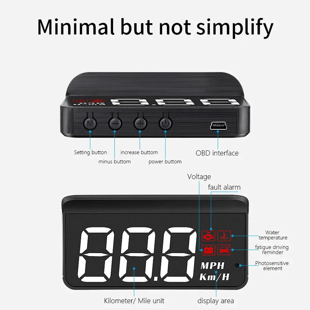 OBD2 HUD Car Head-Up Display | Digital Speedometer & Windshield Projector for Auto Accessories M3 (SP19)