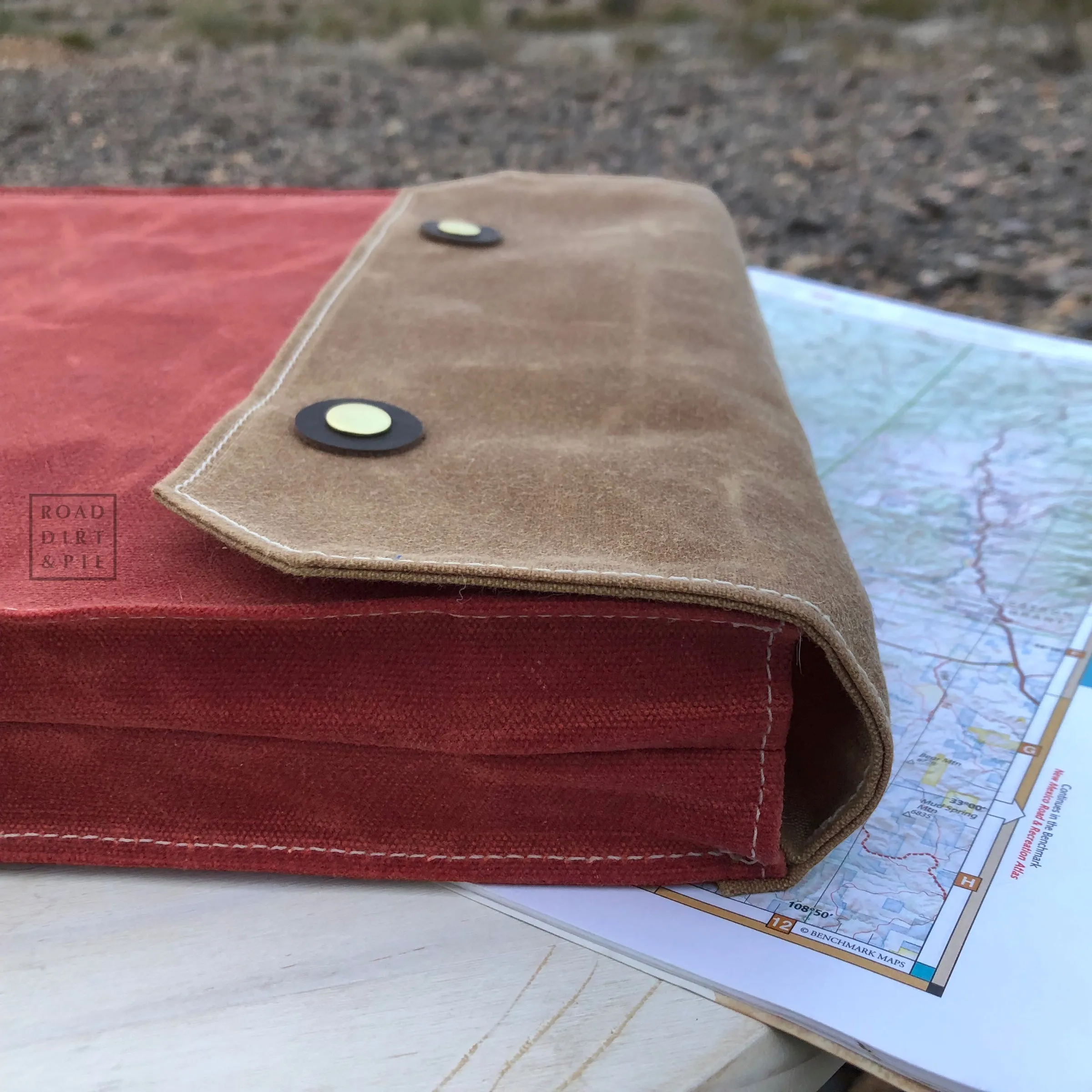 Overland Map Bag, Sequoia and Caramel Waxed Canvas