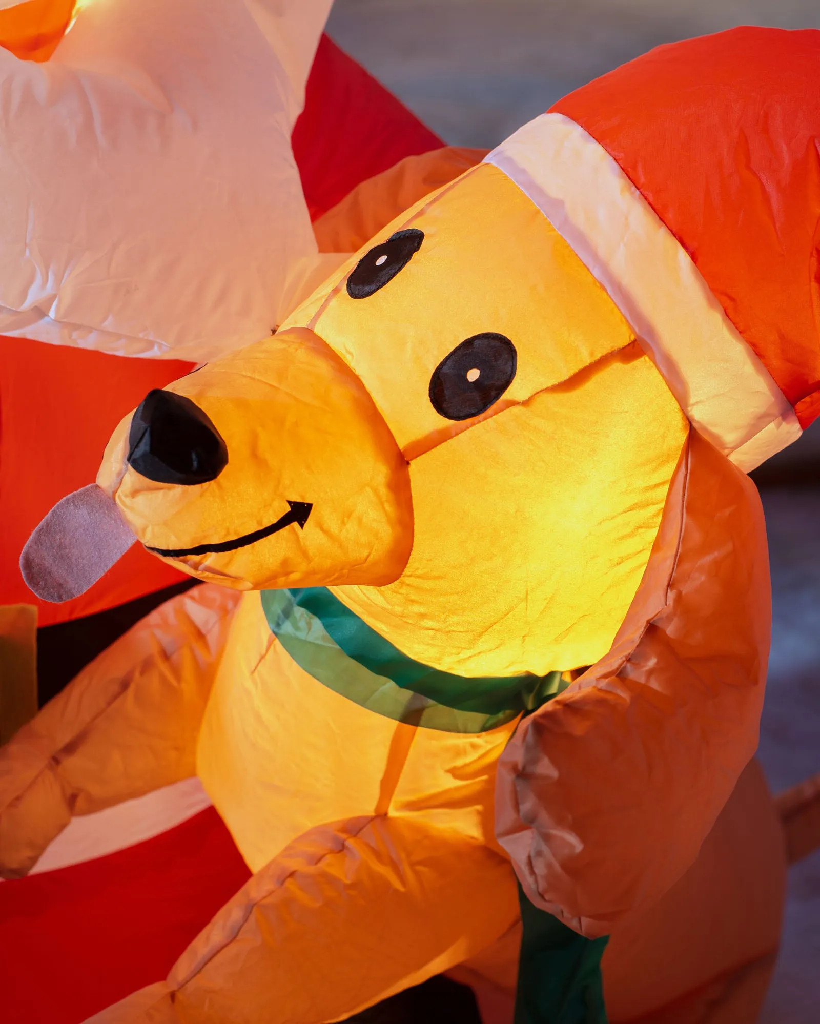 Pre-Lit Inflatable Santa with Dog, 4 ft
