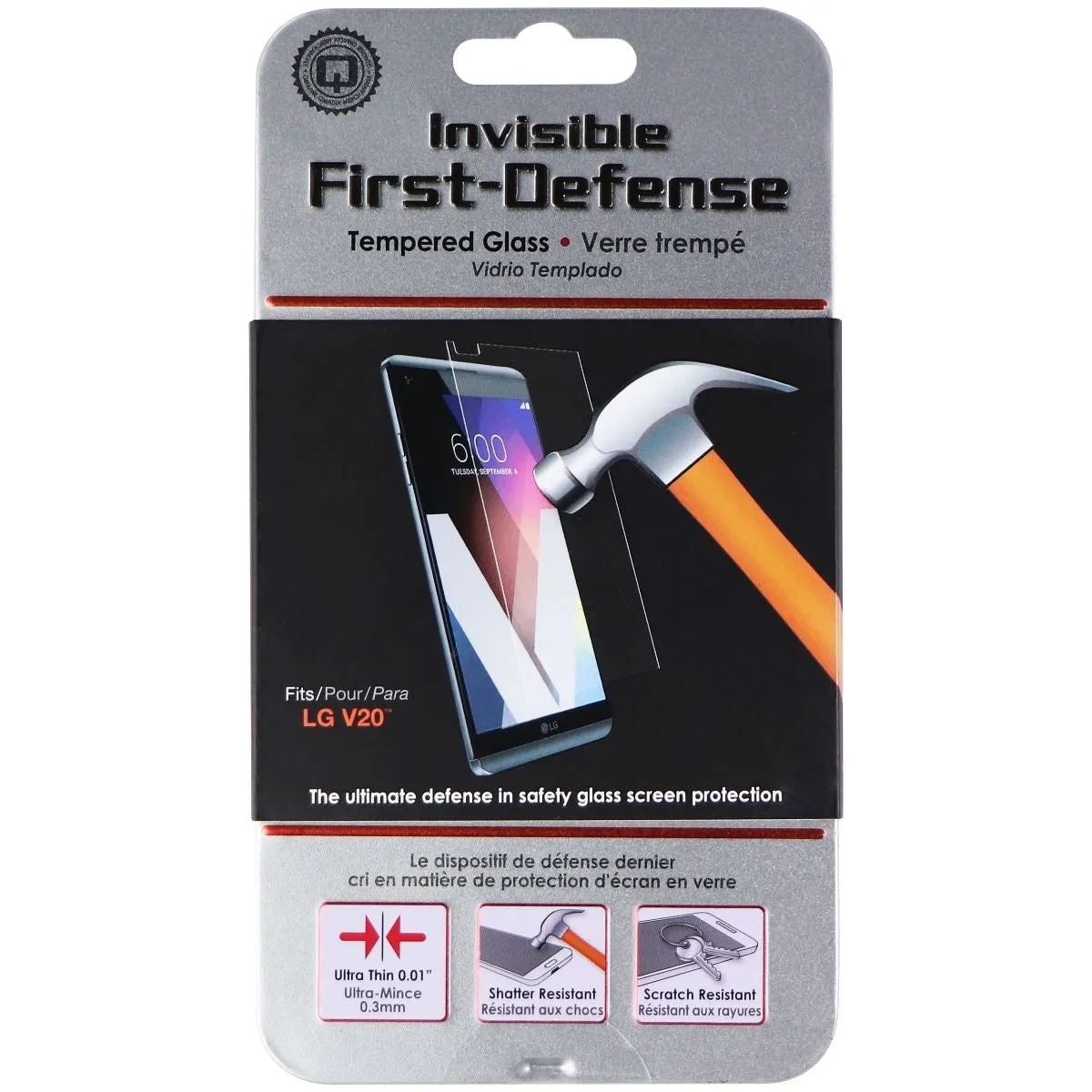 Qmadix Invisible First-Defense 9H Tempered Glass for LG V20 - Clear