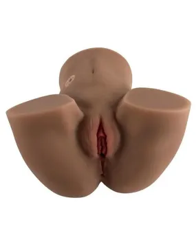 Rear Beauty Rechargeable Dual Vibrating Realistic Ass & Vagina - Chocolate