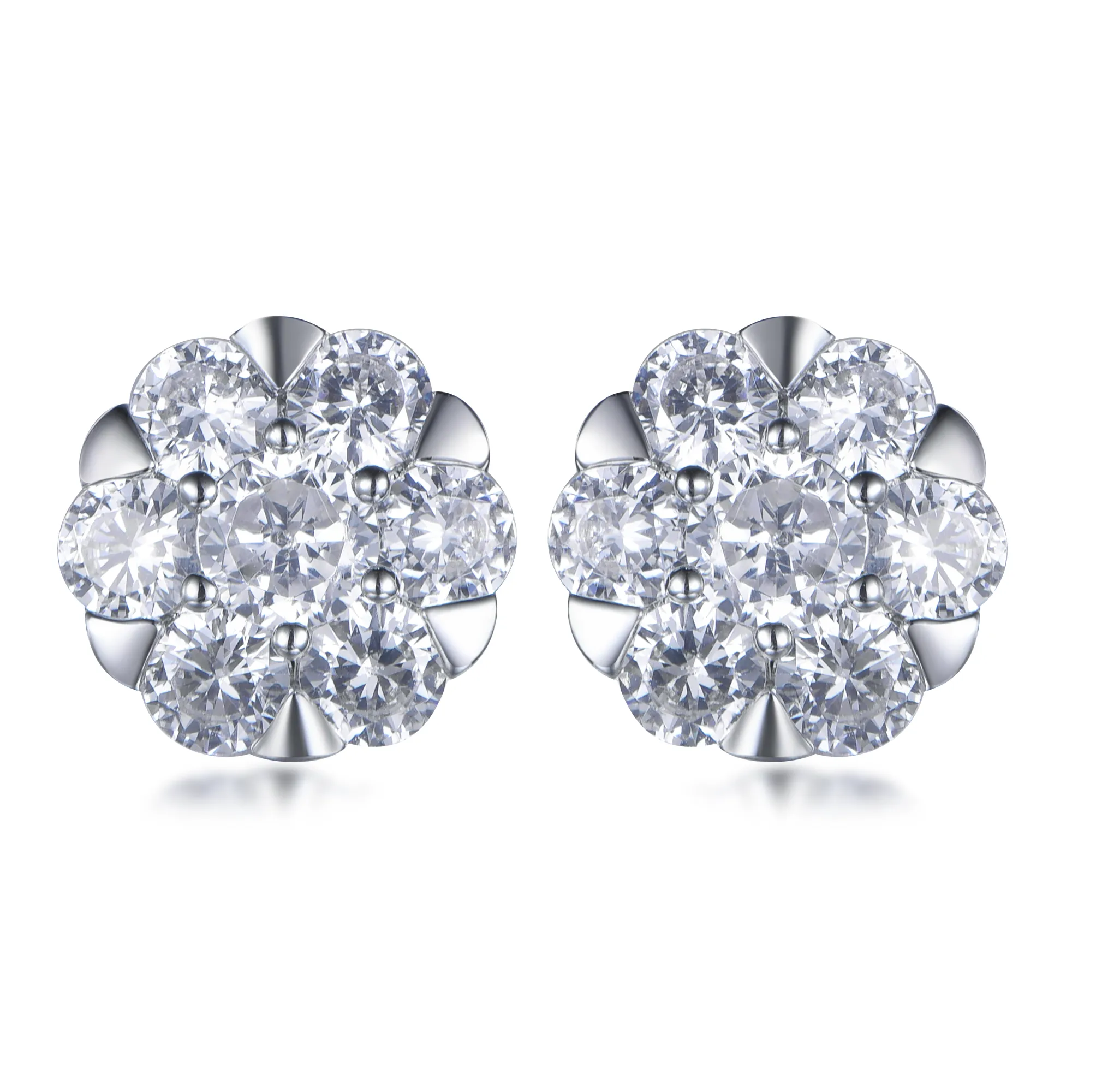 Sterling Silver Round Micropave CZ Stud Earrings